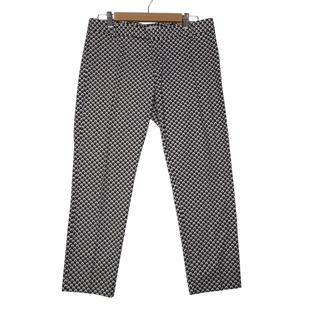 Gap Womens Size 10 Navy Blue Geometric Pattern Slim Cropped Stretch‎ Pants Mod